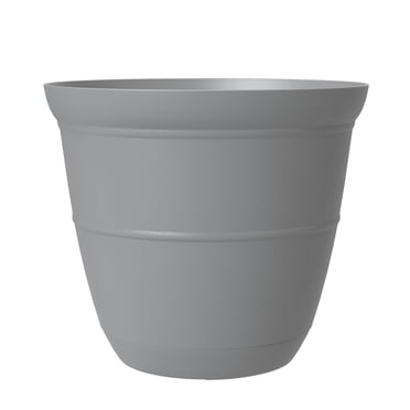 Pot de fleurs Mainstays Basic Bell 8 pouces, gris, design classique avec soucoupe intégrée, résistant aux intempéries, fini mat durable