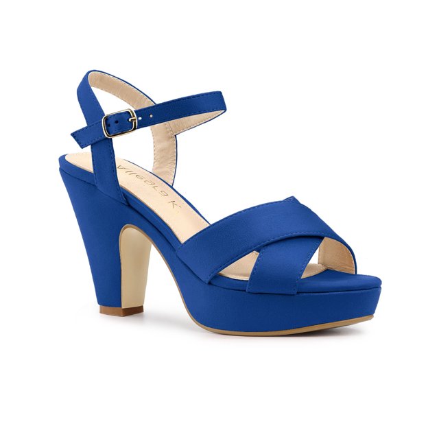 BLISSFUL STEP Women's Strap Platform Chunky Heel Slingback Sandals