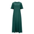thumbnail image 4 of AherBiu Robe pour Femmes Décontractée à Col Rond, Robe Maxi Fluide à Manches Courtes, Robe Longue Ample avec Poches, 4 of 6