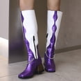 thumbnail image 1 of EGNMCR Knee High Boots Oversized Women's Fall/Winter Velvet Lining Color Matching Rectangle Toe Thick High Heels Long Chain Boots, 1 of 4