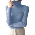 thumbnail image 1 of Yuyuzo Sweaters for Women Long Sleeve Turtlenecks Ribbed Knit Comfy Slim Fitted Basic Pullover Tops, 1 of 5