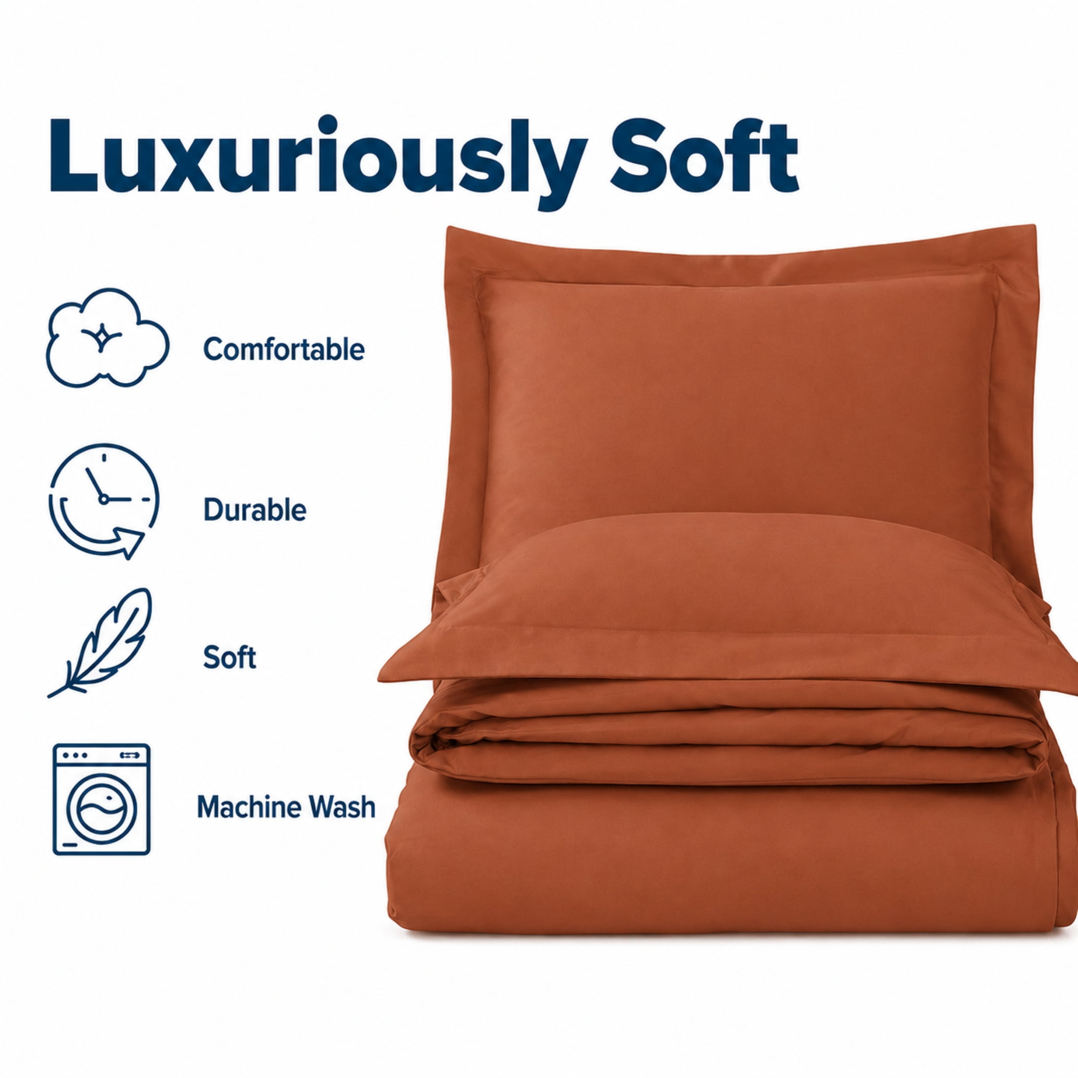 Swift Home Ultra Soft Solid Duvet Cover Set, Queen, Cinnam