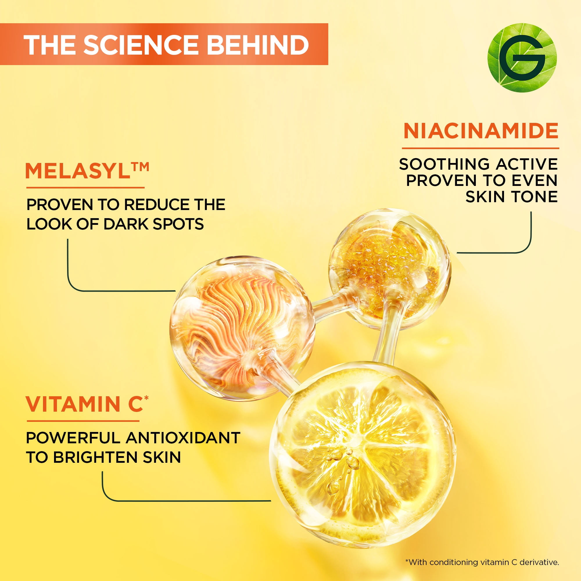 Garnier Sérum visage vitamine C, acide salicylique, niacinamide, Melasyl, 30 ml