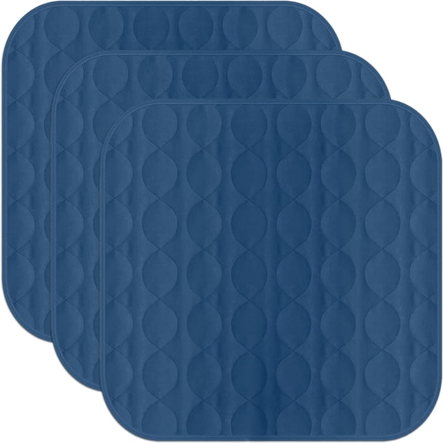 Canadian Linen Alèses pour Chaise d'Incontinence 20 Pouces X 20, Lot de 3 Lavables, Imperméables, Douces, Absorbantes, Réutilisables, Protège-Alèse, Housse de Siège d'Auto, Tapis Pipi, Bleu Marine