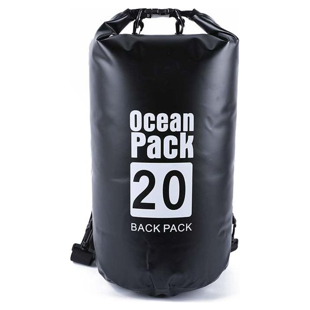 Waterproof Bags Multifunctional Outdoor Backpack Large-Capacity Equipment Foldable Kayak Rafting Bag Pool Beach Sports Black 20L Shoulders