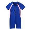 thumbnail image 4 of Aislor Kids Big Girls Zippered Swimsuit Swimwear Bathing Suit Rash Guard Shorty Sun Protection Wetsuit Blue 8, 4 of 7