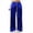 Blue, variant on Women Satin Wide Leg Track Pants Side Stripe Elastic Drawstring Loose Athletic Casual Straight Long Trousers for Teen Girls Streetwear White Women Dress Pants L