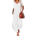 thumbnail image 1 of Robes d'Été pour Femmes 2023 Midi Robe d'Été Décontractée à Manches Courtes Col en V Robe Longue de Plage Décontractée avec Poches Robes de Soirée pour Femmes Élégantes en Liquidation, 1 of 6