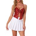 thumbnail image 1 of INSPIRE CHIC Débardeur Dos Nu Métallique Asymétrique à Bretelles Spaghetti pour Femmes m Rouge, 1 of 6