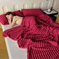 thumbnail image 4 of Throw Blanket for Couch Bed Blanket, Compact Flannel Fleece Blanket 100x70cm, Lightweight Striped Sofa Throw, Ribbed Microfiber Bed Cover, Portable Home Decor, 4 of 6