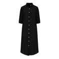 thumbnail image 4 of Jusqu'à 65 % de Rabais! Robes d'Été à la Mode pour Femmes 2024 Grande Taille Manches Mi-Longues Col en V Bouton Robe de Couleur Robe Longue, 4 of 6