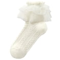 thumbnail image 1 of Duoif Socks for Women Ruffle Lace Socks 1 Pair Women Socks Ruffle Lace Decor Thin High Elasticity Anti Slip Soft Breathable Solid Color Sweat Absorption No Odor Mens Socks Beige S, 1 of 3