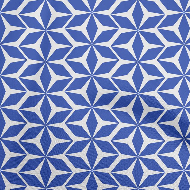 oneOone Viscose Chiffon Medium Blue Fabric Geometric Craft Projects Decor Fabric Printed By The Yard 42 Inch Wide