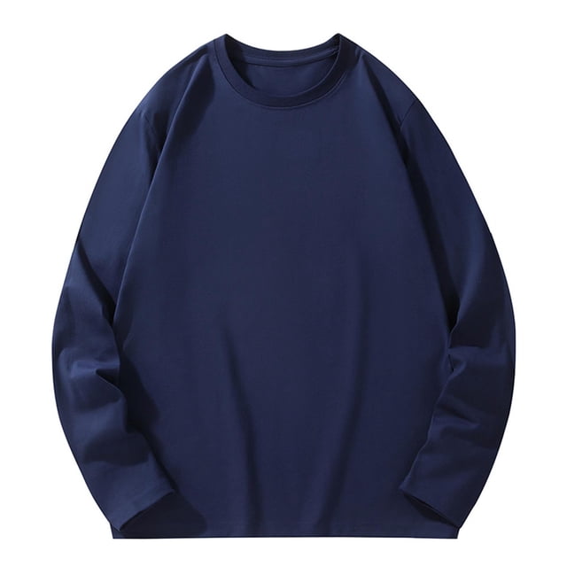 Qtocio Hauts pour Hommes, T-Shirt à Col Rond Uni à Manches Longues Décontracté Doux Confortable Basique pour Tous les Jours pour Hommes