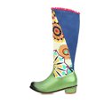 thumbnail image 4 of Fashion Printed Color Block Low-heeled Thick Heel Side Zipper High-top Boots, 4 of 9