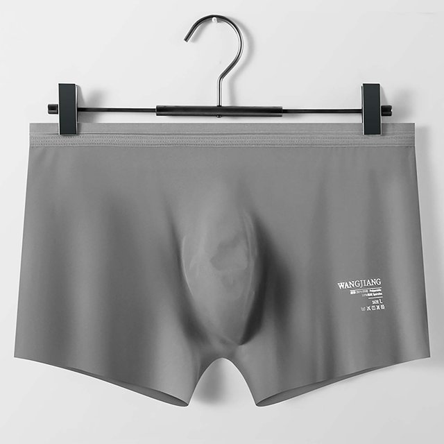 RXIRUCGD Mens Underwear Men's Solid Color Ice Silk Seamless One Piece Boxer Briefs