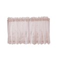thumbnail image 1 of Embroidered Window Voile Curtain Valance Set for Small Kitchen Window, Cafe, Bath, Laundry or Bedroom Pink-Valance-130x41cm, 1 of 9