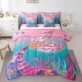 thumbnail image 1 of YST Mermaid Tail 7-Piece Comforter Set, Ocean Coastal Nautical Sea Animal, Queen, 1 of 5