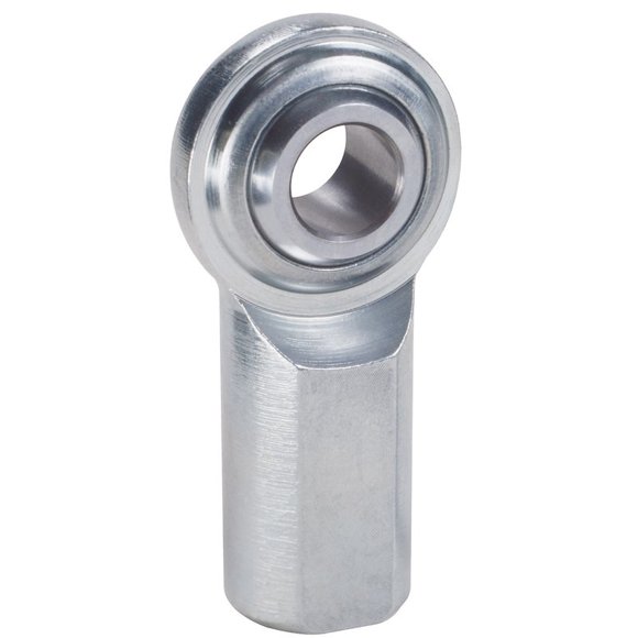 QA1 CFR12 Rod End CF Series Rod Eye; 2 Piece Design; 3/4 Inch-16 Female Right Hand Thread; 3/4 Inch Bore Size; 1.312 Inch Diameter Ball; 15894 Pounds Load Capacity; Carbon Steel