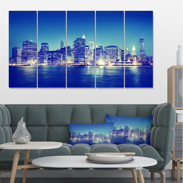New York City Night Panorama - Extra Large Canvas Art Print