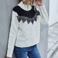 thumbnail image 4 of EGNMCR Chandail Col Roulé pour Femmes, Pulls pour Femmes Mode Femmes Décontracté Couleur Col Haut Dentelle Couture Chandail Manches Longues Chandail Femmes, 4 of 9