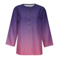 thumbnail image 4 of Birdeem T-Shirt à Boutons pour Femmes, Mode Décontractée, Manches 3/4, Col Imprimé, Haut Blouse, 4 of 5