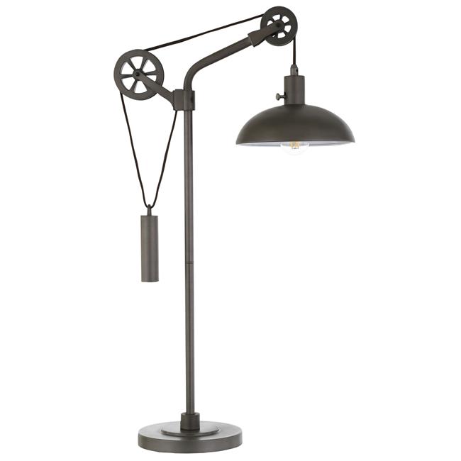 Hudson & Canal TL0719 Lampe de Table en Acier Néo Vieilli avec Système de Poulie de Roue à Rayons