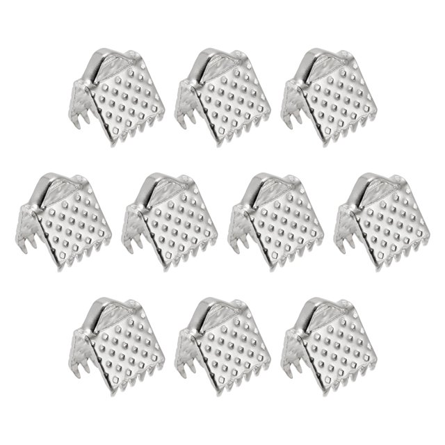 Unique Bargains 300Pack Ribbon Crimp Clamp Ends 6mm Cord End Clasp for DIY Craft Silver Tone