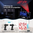 thumbnail image 3 of Réveil Projecteur de Plafond, Réveil Radio Miroir, avec Température et Port USB, Réveil Double, Luminosité LED 4 Réglages, Réveil du Matin à 15 Volumes pour Cadeau, 3 of 7