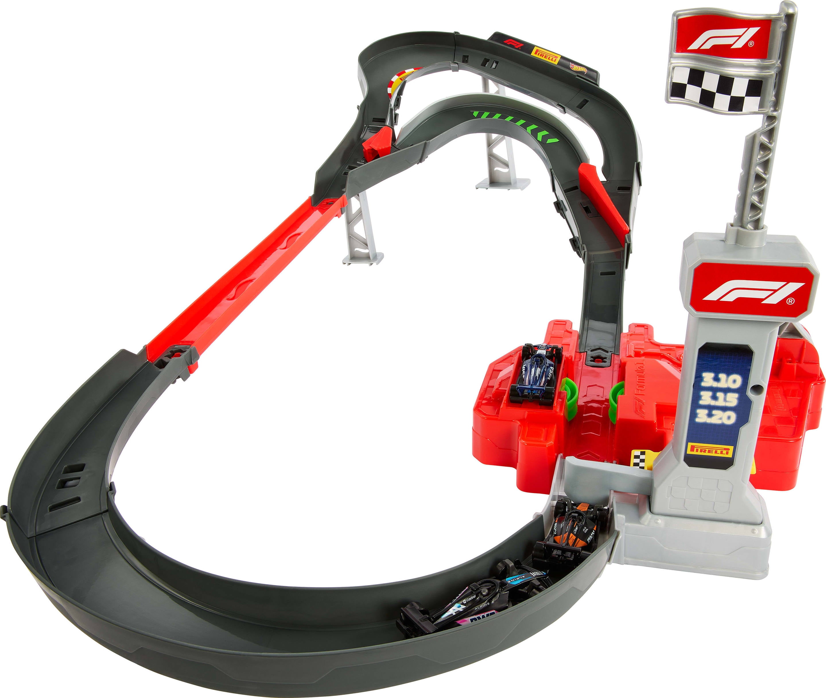 Hot Wheels Bundle -Formula 1 Sprint Race Circuit Track Set with 3 Die-Cast Toy Cars & Set of 5 Formula 1-Themed 1:64 Scale Die-Cast Toy Cars