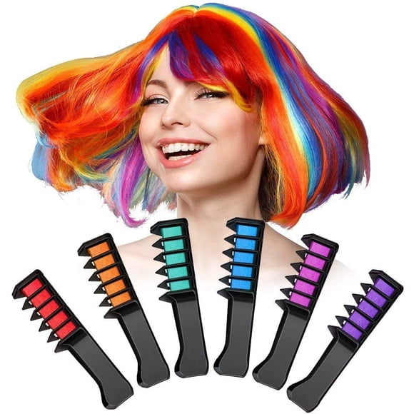 Hair Chalk, Beyond Hair Chalk Comb Temporary Hair Color, Washable Hair Dye Hair Color Brush Makeup Set Best Gift for Women, Kids for Party and Cosplay (6 Colors)