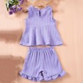 thumbnail image 4 of Girl's 2 Piece Summer Outfits Floral Print Crop Cami Top and Ruffle Shorts Clothing Set, 4 of 9