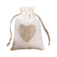 thumbnail image 2 of pitrice Bag Burlap Drawstring Gift Storage Packaging Organizer Ring Earrings Jewelry Reusable Fashionable Storing Holder White Cream-colored, 2 of 6