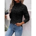 thumbnail image 4 of Women Turtle-Neck Sweaters Cable Knit Long Sleeve Pullover Jumper Tops Fall Winter Casual Solid Sweater, 4 of 6