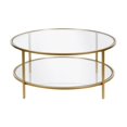 thumbnail image 1 of Henn&Hart Round Metal Base Coffee Table in Brass with Glass Top, 1 of 7