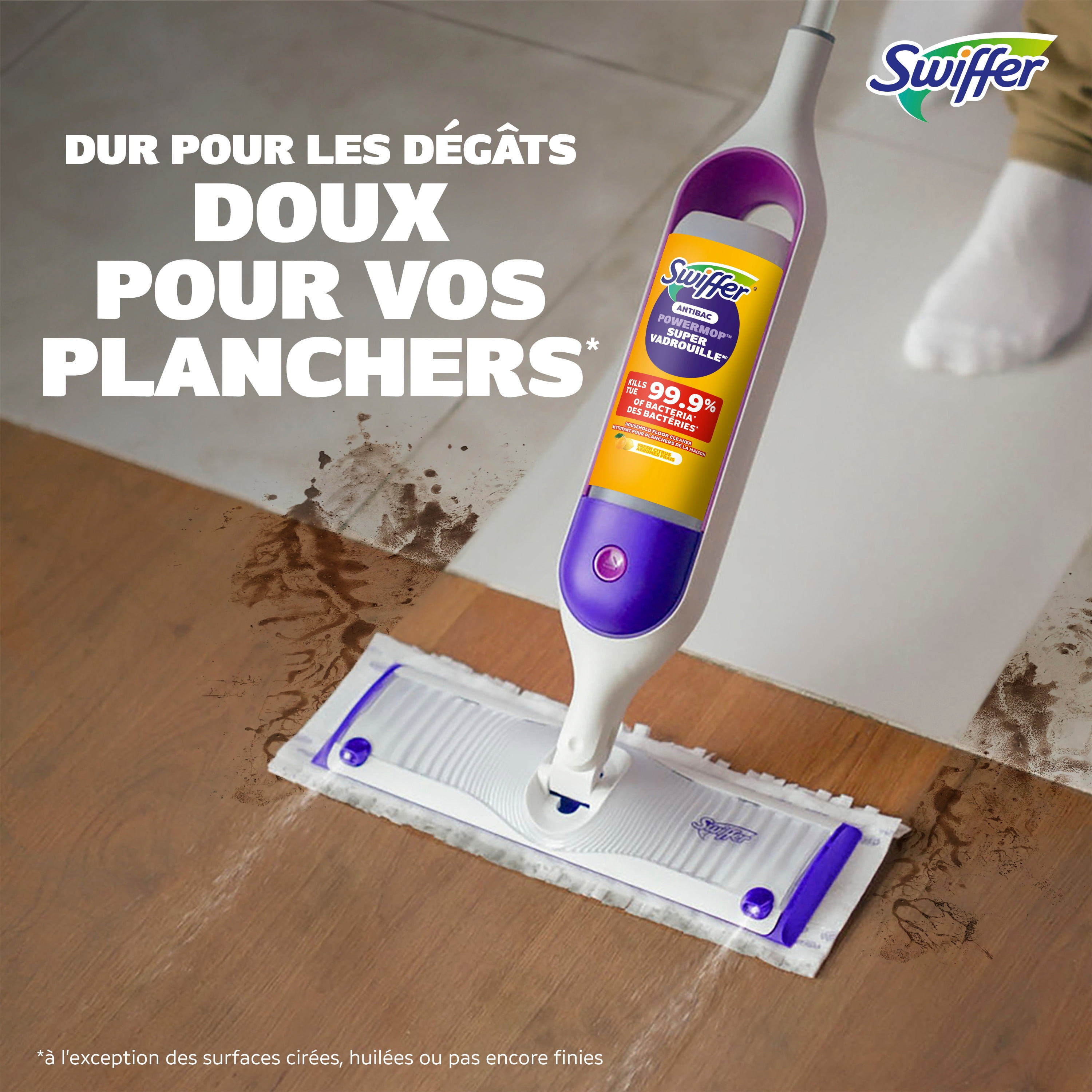 Swiffer SuperVadrouille, recharge de solution antibactérienne, Citron, paquet de 1