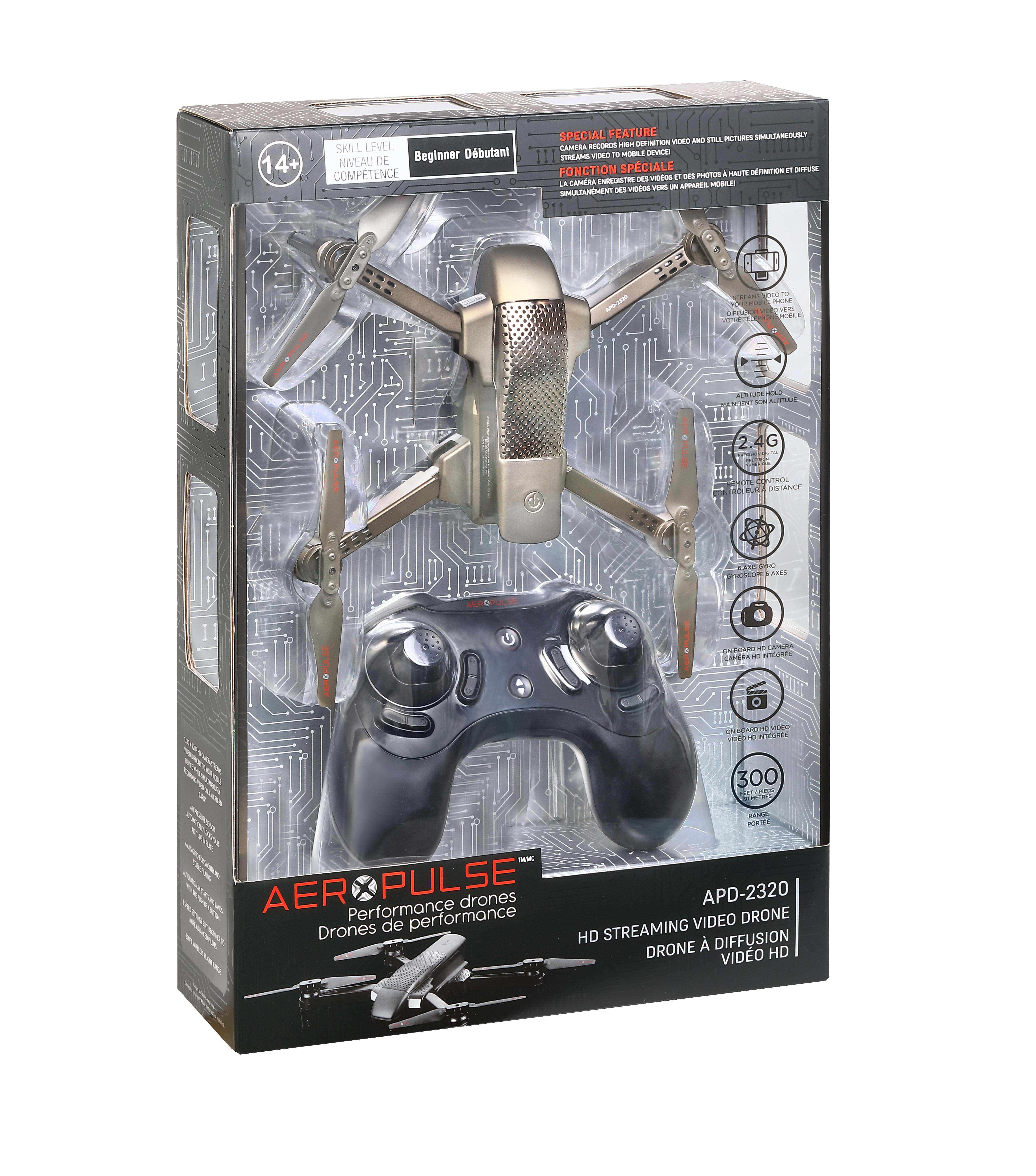 AeroPulse APD-2320 HD Streaming Video Drone- Black