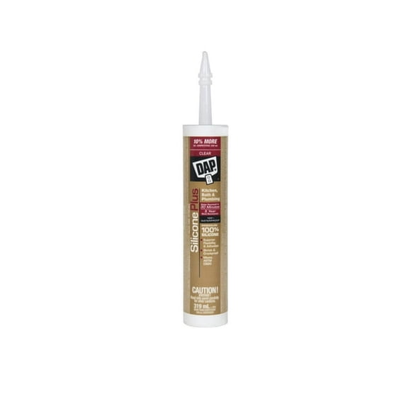 DAP Silicone Plus Premium Silicone Kitchen & Bath Sealant, 319ml, Clear, Silicone + K&B Sealant Clear