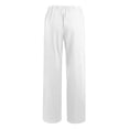 thumbnail image 5 of Dealovy Womens Cotton Linen Pants Elastic High Waisted Drawstring Wide Leg Solid Color Summer Lounge Trousers, 5 of 5