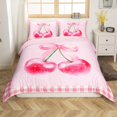 thumbnail image 2 of Erosebridal Housse de Couette à Nœud Rose pour Enfants Filles, Ensemble de Literie Style Princesse de Rêve Double, Ensembles de Lit Réversibles à Nœud Cerise Rose, Housse de Courtepointe à Carreaux Rustique avec 2 Taies d'Oreiller en Microfibre (Sans Couette), 2 of 6
