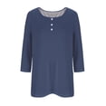 thumbnail image 4 of FAIWAD Oversized Tshirts for Women 3/4 Sleeve Button Decor Tops Cute Round Neck Basic Business Tees Blouses, 4 of 4