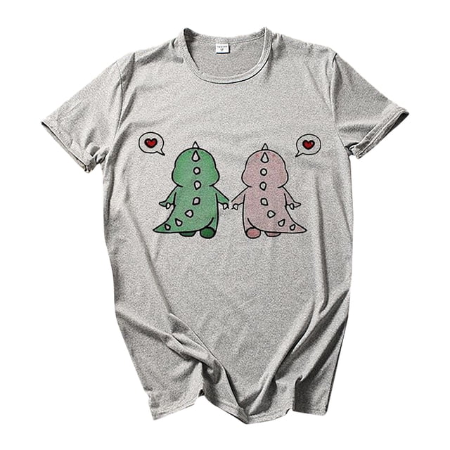 T-shirt pour Femmes T-shirt Mode T-shirt Décontracté Imprimé Dinosaure Ample à Manches Courtes