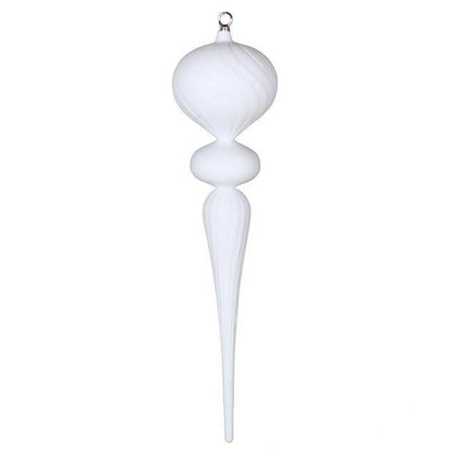 Vickerman MT195411 Ornement Finial Pailleté Mat Blanc 25 Po.