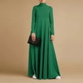thumbnail image 2 of RKSTN Robes d'Automne pour Femmes Grande Taille Décontractées Robe de Couleur Unie Col Montant Manches Longues Hiver Automne Basique Tempérament Fluide Robe Maxi, 2 of 8