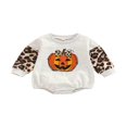 thumbnail image 1 of CNKOO Infant Baby Girls Halloween Romper Pumpkin Leopard Print Long Sleeve Jumpsuits Spring Autumn  Neck Bodysuits, 1 of 8