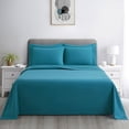 thumbnail image 4 of Marina Decoration Ultra Soft Silky Deep Pocket Solid Rayon from Bamboo Bedding All Season Sheet Set, Teal Color, 4 of 7