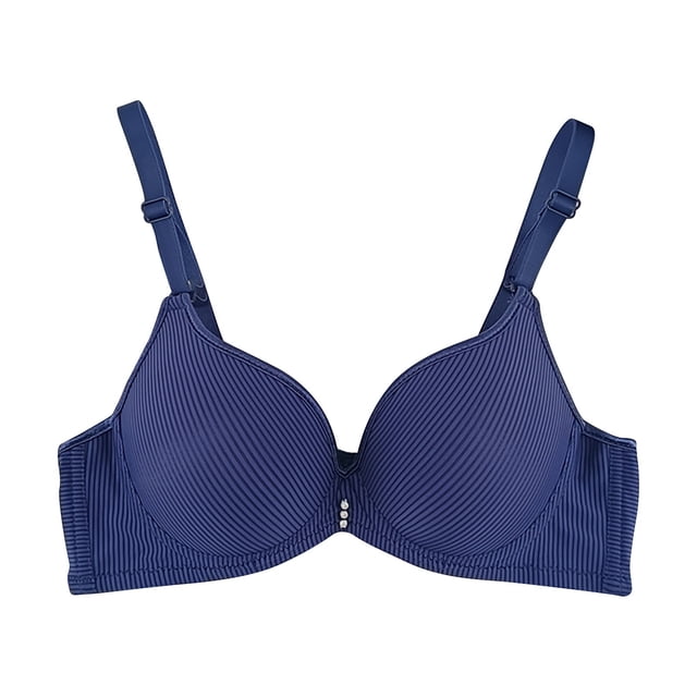 Pisexur Desire Underwire Bra V Neck Solid Ribbed Full-Coverage Bra with Underwire Cups Everyday Bra Women with Support