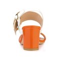 thumbnail image 2 of BLISSFUL STEP Slingback Contrast Color Chunky Heel Big Circle Buckle Heeled Sandals Orange White 7, 2 of 7