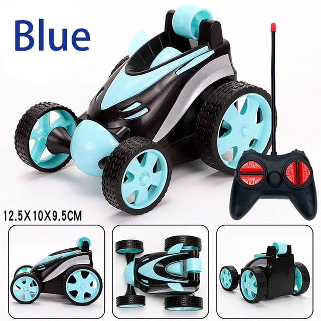 Blue Luminous Remote Control Dump Truck Stunt Car Toy Rolling Stunt Double-Sided Car