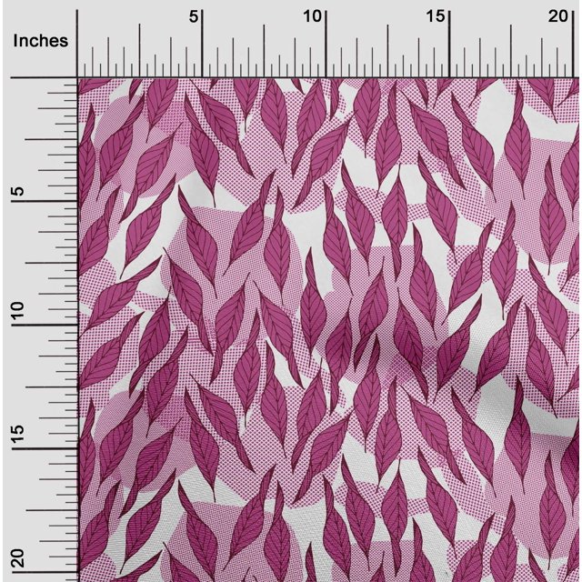 oneOone Polyester Lycra Medium Red Violet Fabric Leaves Craft Projects Decor Fabric Printed By The Yard 56 Inch Wide-STM